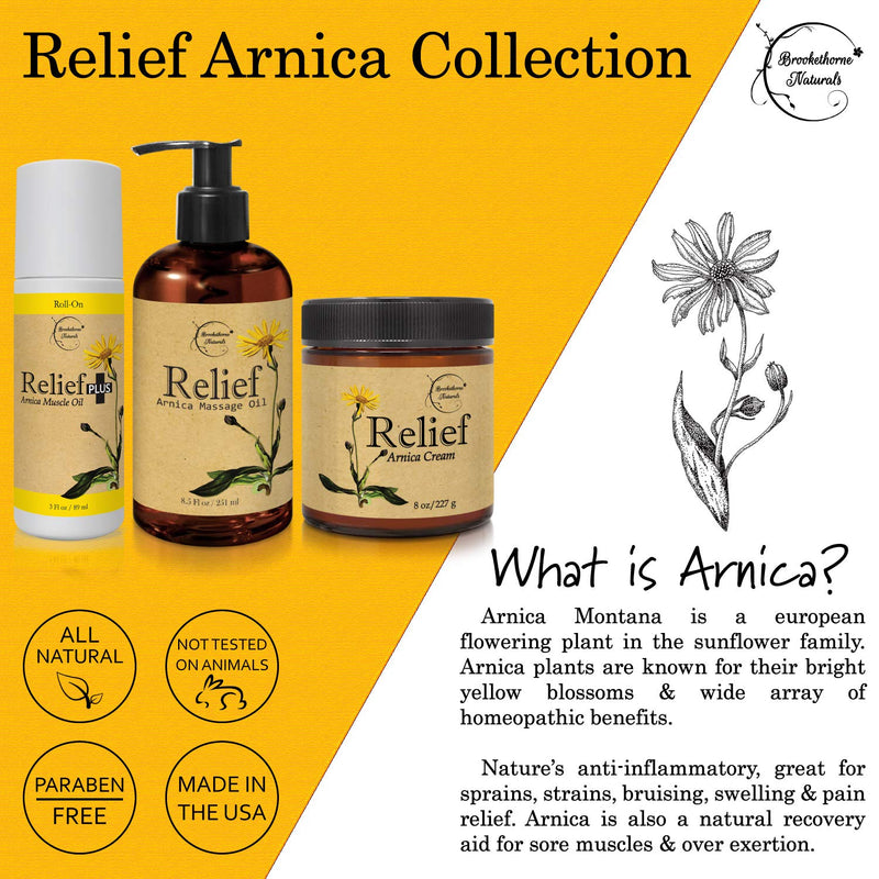 Relief Arnica Cream – Enriched with Lemongrass, Eucalyptus & Rosemary Essential Oils – All Natural Massage Lotion for Sore Muscles & Stiffness. Perfect for Massage Therapy by Brookethorne Naturals - NewNest Australia