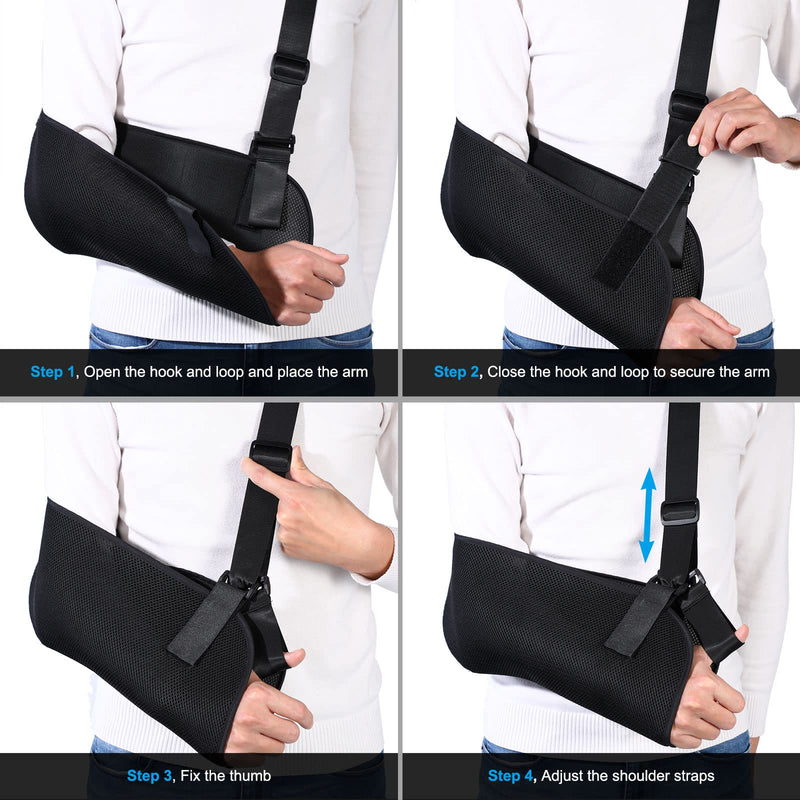 Healifty Arm Sling for Shoulder Injury - Lightweight, Breathable Shoulder Immobilizer for Men & Women - Ergonomic Adjustable Rotator Cuff Sling for Broken, Dislocated, Fracture & Strain Black - NewNest Australia