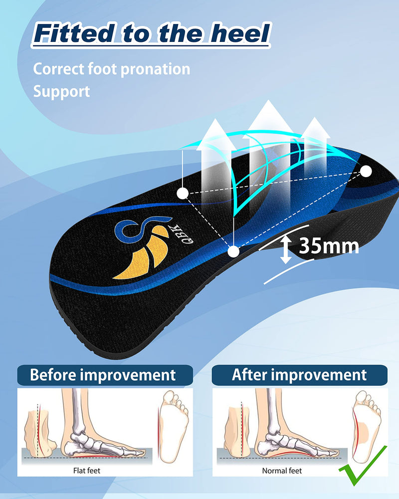 3/4 High Arch Support Insoles Women Men QBK Orthopedic Insoles Suitable for Plantar Fasciitis Flat Feet OverPronation Achilles Tendonitis Height Increase Insoles for Pain Relief, M M: 6-8 - NewNest Australia