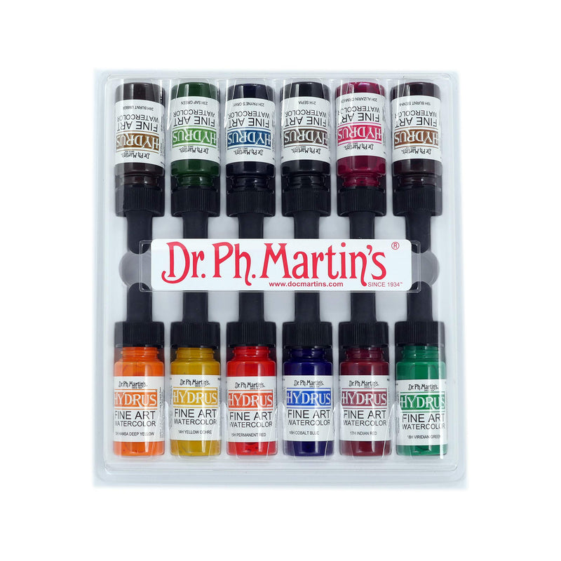 Dr. Ph. Martin's 400262-XXX Hydrus Fine Art Watercolor Bottles, 0.5 oz, Set of 12 (Set 2) - NewNest Australia
