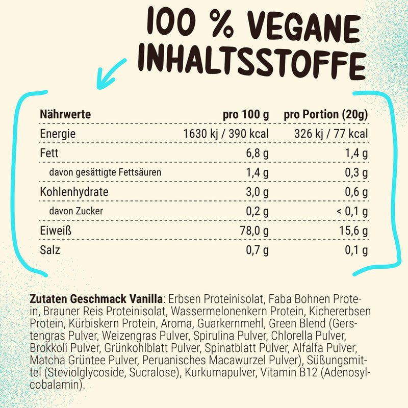 Powerstar Vegan Protein 500 G, Vegan Protein Powder Without Soy, Multi-Component Protein Powder Supplemented With 10 Superfoods, Made In Germany, Ideal For Muscle Building, Vanilla - NewNest Australia
