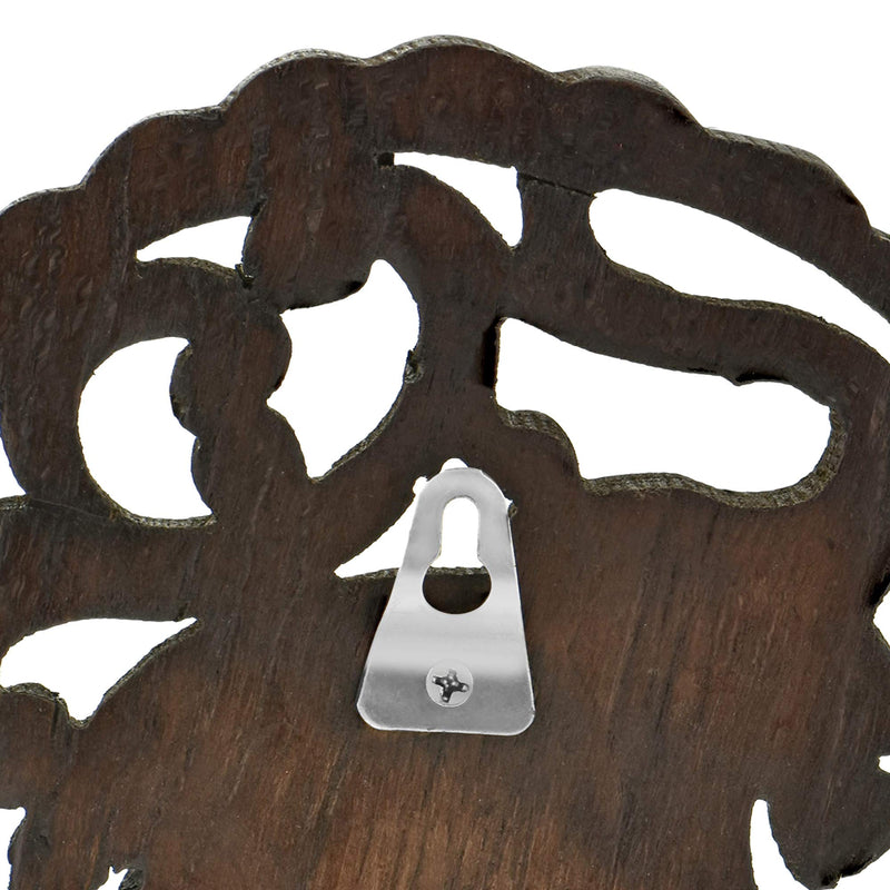 NewNest Australia - Powerful and Majestic Elephant Hand Carved 6-inch Round Teak Wood Wall Art 