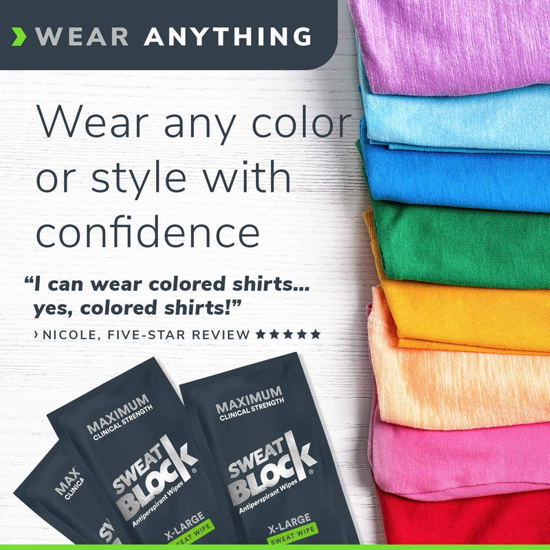 SweatBlock Maximum Strength Antiperspirant Sweat Wipes - For Excessive Sweat Protection - Extra Large - Up to 7 day protection per use - 10 Count - Unisex - NewNest Australia