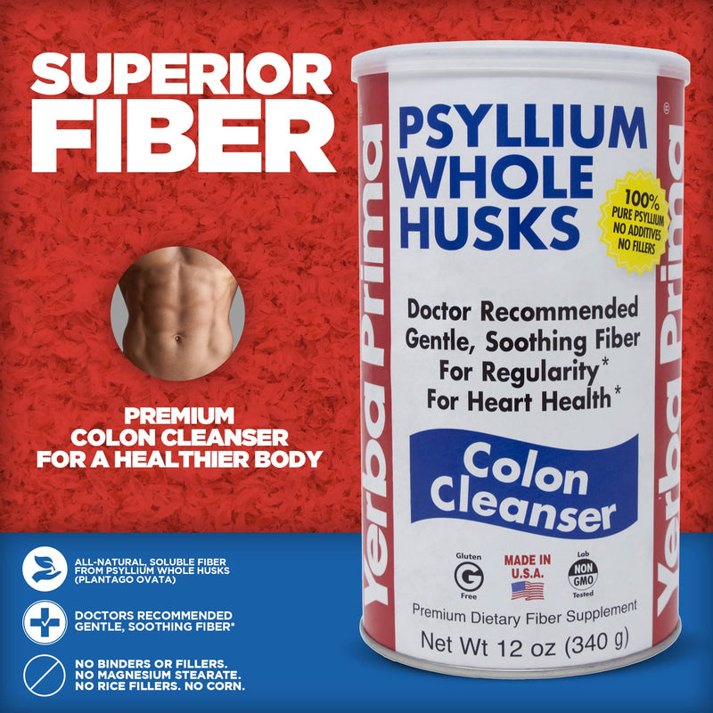 Yerba Prima Psyllium Husk, 12 Ounce - Colon Cleansing Fiber Supplement, for Heart Health, Natural Support for Gut Health, Vegan, No Sugar or Artificial Sweeteners, Non GMO, Gluten Free - NewNest Australia