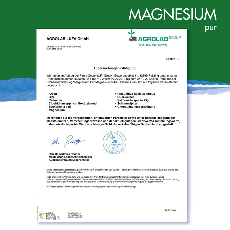 Magnesium-Pur Powder 500g refill bag pure magnesium citrate powder, highly bioavailable, vegan, without additives - NewNest Australia