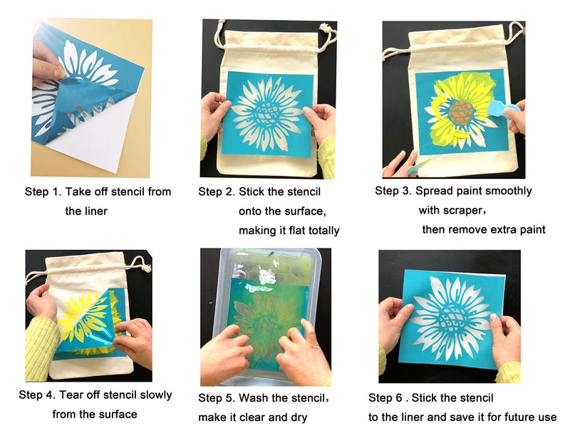 Alinacutle Silkscreen Stencil,Reusable Self-Adhesive Silk Screen Printing, for Printing on Wood / Fabric / Paper, Home Decoration, 8.5" x 11" (4pc Borders) 4pc Borders - NewNest Australia