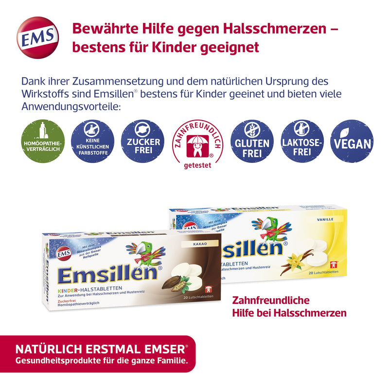 Emsillen children's throat lozenges with natural Emser salt / for sore throats and coughing irritation / 20 pieces - NewNest Australia
