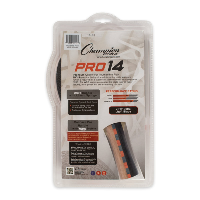 Champion Sports Pro Series Rubber Face Table Tennis Paddle - Multiple Speed Ratings Spin Speed Control Rating (6-5-7) - NewNest Australia