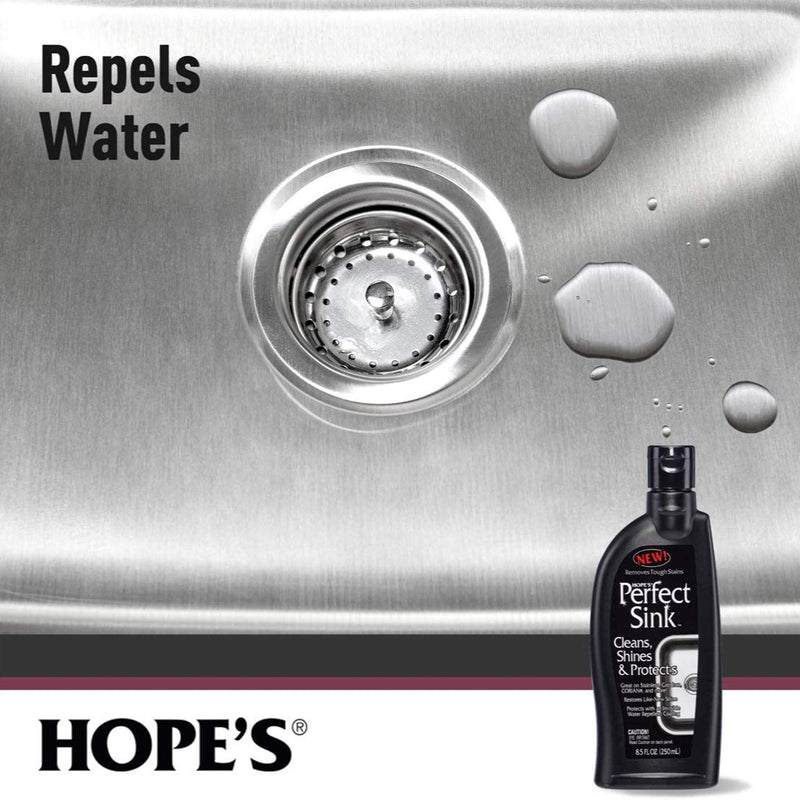 Hope's Perfect Sink Cleaner and Polish, Restorative, Water-Repellant, Removes Stains, Ideal for Brushed Stainless Steel, Cast Iron, Porcelain, Corian, Composite, Acrylic, 8.5 oz 2 Pack Pack of 2 - NewNest Australia