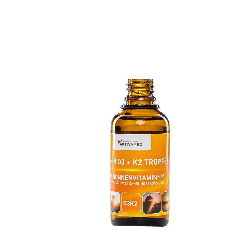 AKTIVAMED® Vitamin D3 + K2 drops 50ml liquid - Premium: 99.7+% All-Trans + highly bioavailable D3 - Laboratory tested, high dosage, for children and adults - NewNest Australia