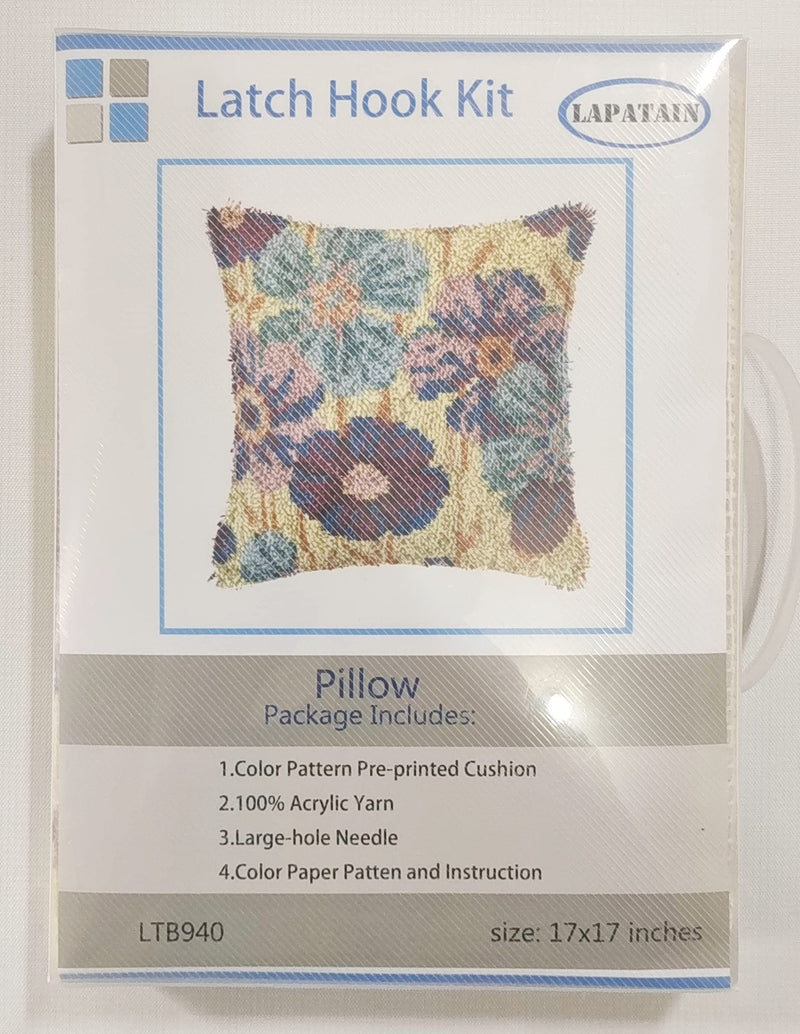 LAPATAIN Latch Hook Kits for DIY Throw Pillow Cover,Purple Flowers Pattern Needlework Cushion Cover Hand Craft Crochet for Great Family 17x17inch Style A - NewNest Australia