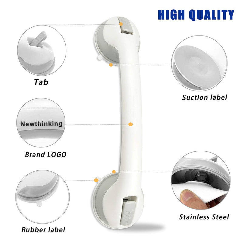 Newthinking Suction Grab Bar Rail -15.8 Inch Bathroom Support Handle - Safety Hand Rail Support with Suction Cup Fitting for Tub, Handicap, Elderly, Injury, Kid White - NewNest Australia