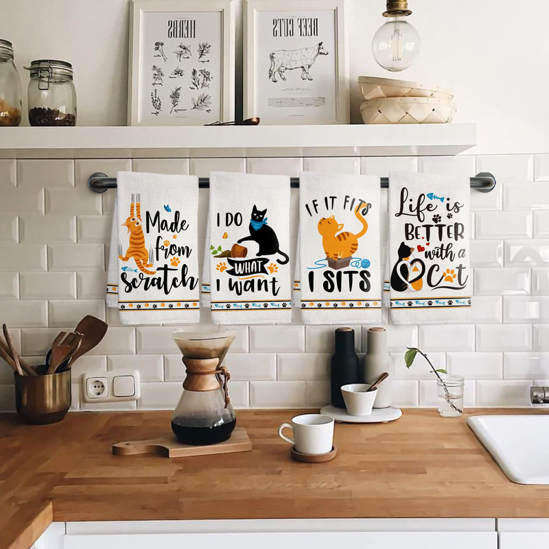 pinata Cat Kitchen Towels Decorative Set of 4 - Cat Lover Gifts for Women - Housewarming Gifts - Cat Gifts for Cat Lovers - Cat Mom Gifts for Women - Funny Cat Dish Towels - Cat Kitchen Decor - NewNest Australia