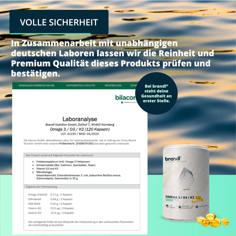 Vitamin D3 K2 Omega 3 Premium Capsules | brandl® Made in Germany with fish oil Omega 3 from the EU | Optimized for athletes | 120 capsules 120 pieces (pack of 1) - NewNest Australia
