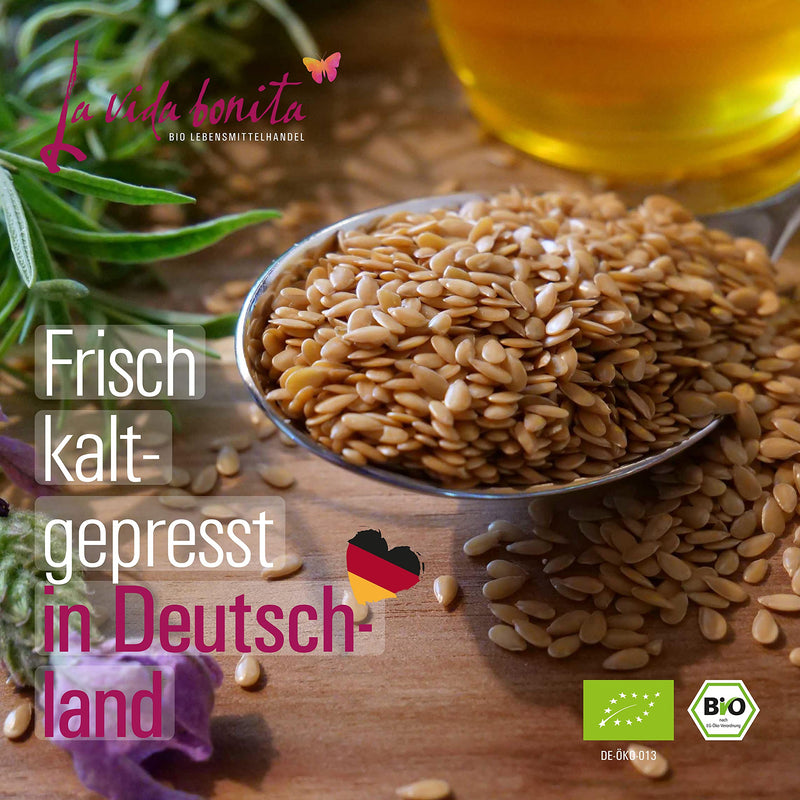 250 ml fresh linseed oil with vegetable DHA and EPA I 100% fresh from 1st pressing in Germany I Rich in omega-3 fatty acids I vegan, raw food, lactose-free & gluten-free, sugar-free 250 ml (pack of 1) - NewNest Australia