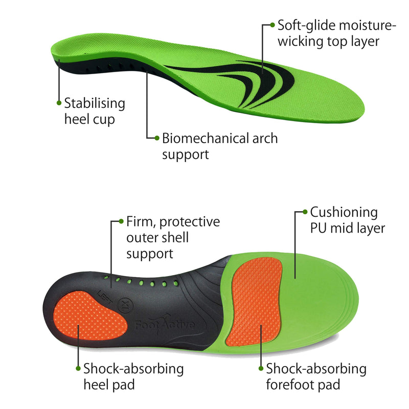 Orthotic Sports Insoles by FootActive | NHS - Approved | High Impact Advanced Orthotic Arch-Support Insoles for Sports, Athletics, Leisure, Work & Play | Relieves Plantar Fasciitis & Heel Pain 11-13 - NewNest Australia