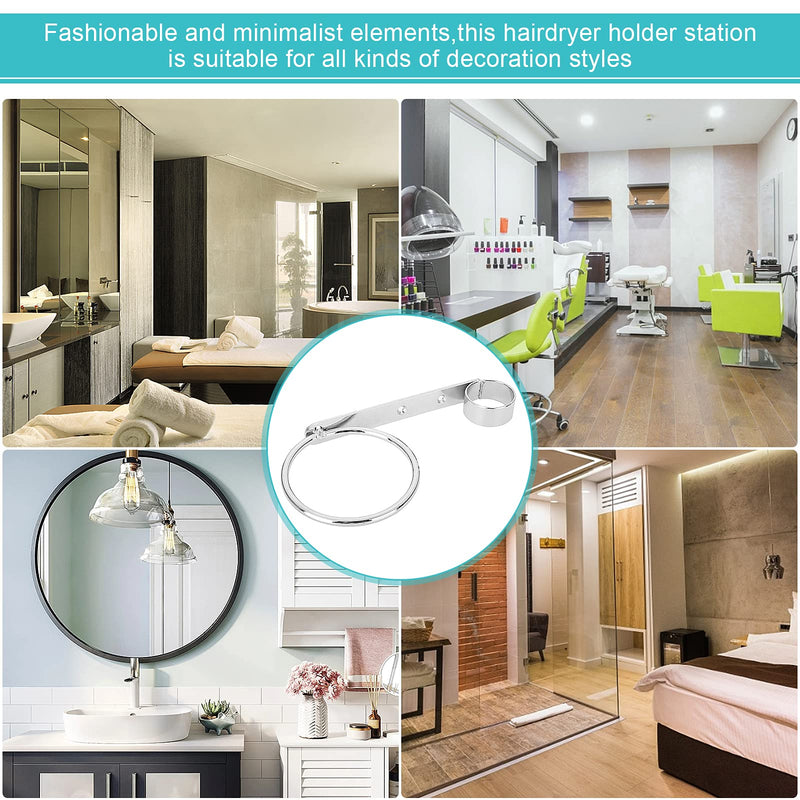 Hairdryer Holder Wall Mounted, Stainless Shelf Hanging Rack Hairdryer Holder Station Stand Hairdryers & Tongs Rack for Salon Bathroom Washroom Wall Fitting Punch Installation with Comb Hole - NewNest Australia