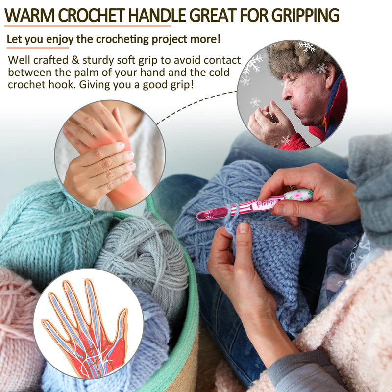 Coopay Warm Crochet Hooks Large, 10mm 9mm 8mm 7mm 6.5mm Large Crochet Hooks for Chunky Yarn Blanket Sweater Thick Wool, Big Crochet Kit for Arthritic Hands Knitting & Crochet Supplies - NewNest Australia