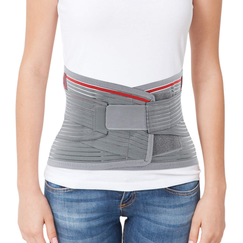 ORTONYX Lumbar Support Belt Lumbosacral Back Brace – Ergonomic Design and Breathable Material - XS/M (Waist 26"-32.2") Gray/Red XS/M (Waist 26"-32.2") Grey / Red - NewNest Australia