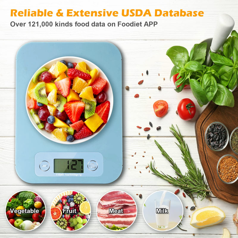 Smart Digital Food Scale - Kitchen Scales for Food Ounces and Grams with APP, Food Weight Scale for Weight Loss, Baking, Cooking, Macro Calorie Counting, Keto WW Diet Blue - NewNest Australia