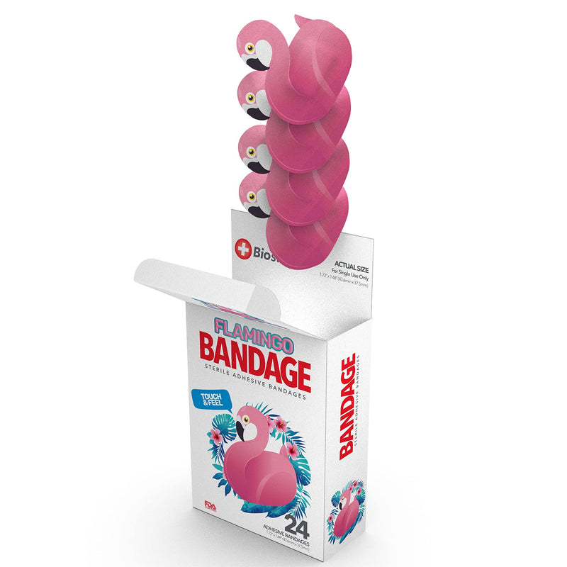BioSwiss Kids Bandaids | 24pcs Self-Adhesive Sterile Unique Shaped Bandages Colorful Funny Cute Toddler Girls & Boys, Adults First Aid, Protect Scrapes and Cuts | Wellness for Everyone (Flamingo) Flamingo - NewNest Australia