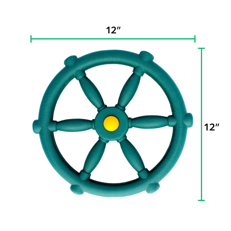 Jungle Gym Kingdom Playground Accessories - Pirate Ship Wheel for Kids Outdoor Playhouse, Treehouse, Backyard Playset Or Swingset - Wooden Attachments Parts (Green) Green Wheel - NewNest Australia