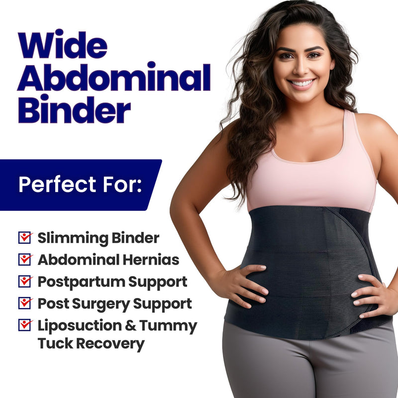 Wide Abdominal Binder Belly Wrap – Plus Size Postpartum Tummy Tuck Belt Provides Slimming Bariatric Stomach Compression or to Help Hernia or Post Surgery Healing & Support Black (XXL/3XL) XXL/3XL - NewNest Australia