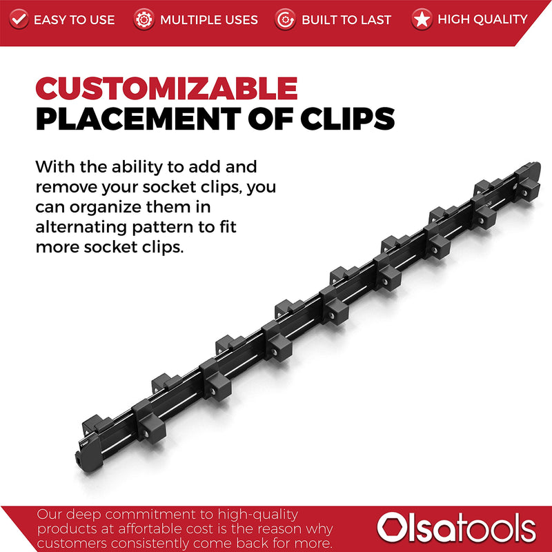 Olsa Tools 1/2-Inch Drive Aluminum Socket Organizer with Locking End Caps | Professional Quality Socket Holder (BLACK) Black - NewNest Australia