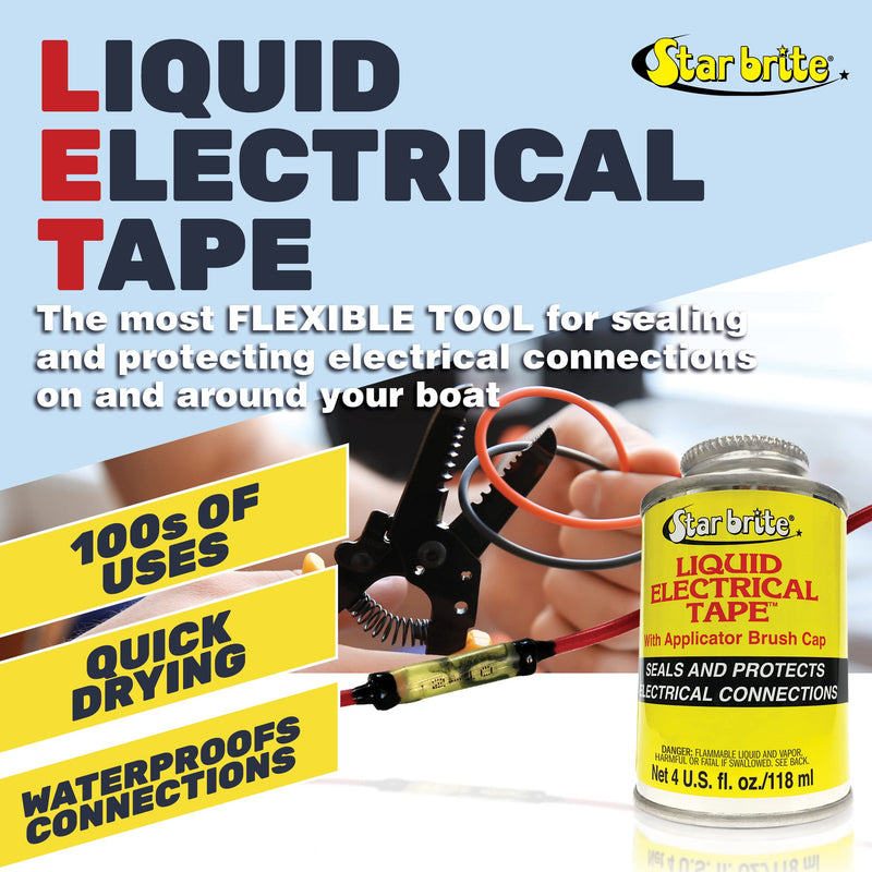 STAR BRITE Liquid Electrical Tape - 4 FL Oz Can With Applicator Brush Cap - Protective, Airtight, Waterproof, Flexible, Dielectric Coating - Indoor & Outdoor Use Black 4 Oz - NewNest Australia
