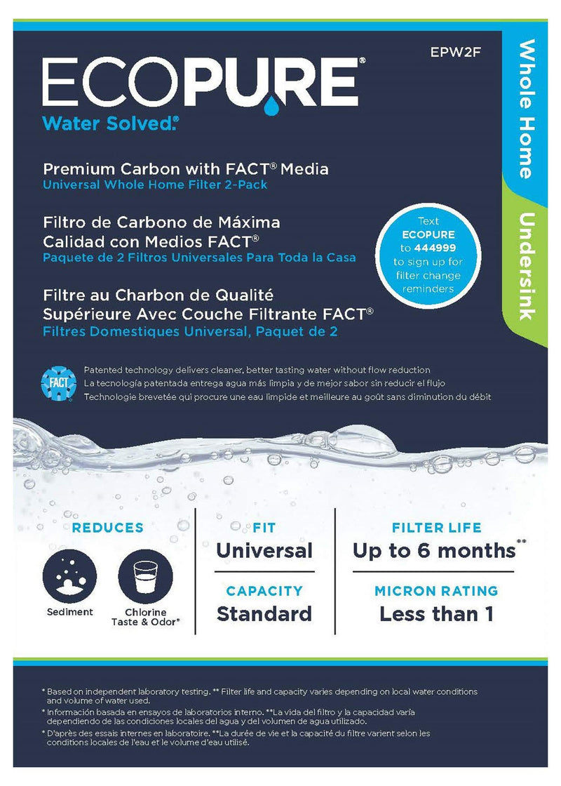 EcoPure EPW2F Premium Fact Universal Whole Home Filter (2 Pack), Dark Gray/Black - NewNest Australia