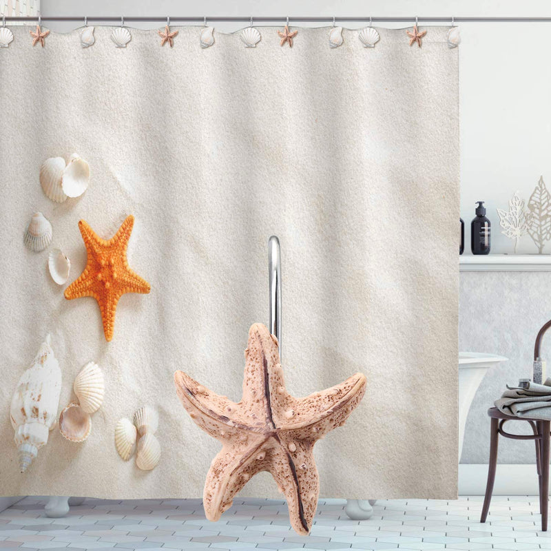 AGPTEK Shower Curtain Hooks, 12PCS Anti Rust Decorative Resin Hooks for Bathroom, Baby Room, Bedroom, Living Room Decor (Yellow Seashell) Yellow - NewNest Australia