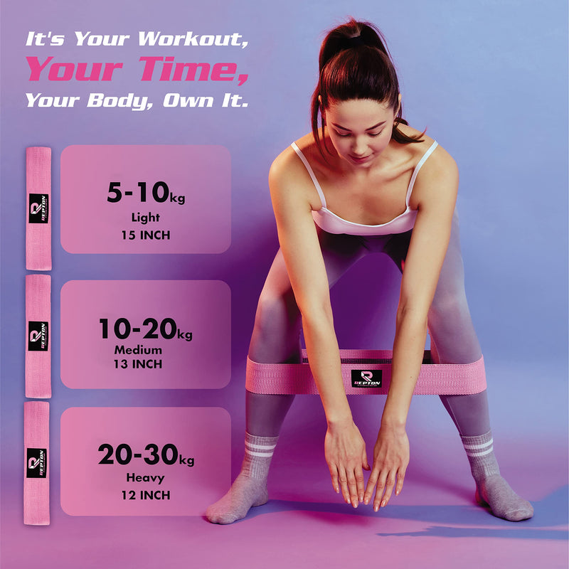 3 Sets Resistance Bands | Glutes, Hips and Legs Exercise Band | Ideal for Home Gym Fitness, Yoga, Pilates & Workout | Women and Men Non-Slip Booty Band | Physio Resistant Loop Pink - NewNest Australia