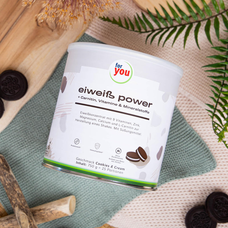 Power Protein Powder According To Dr. Strunz 750G | Easily Soluble Multi-Component Protein: Whey, Soy, Milk, Chicken Egg Protein + L-Carnitine Vitamins Minerals I Chemical Score 156 (Cookies & Cream) - NewNest Australia