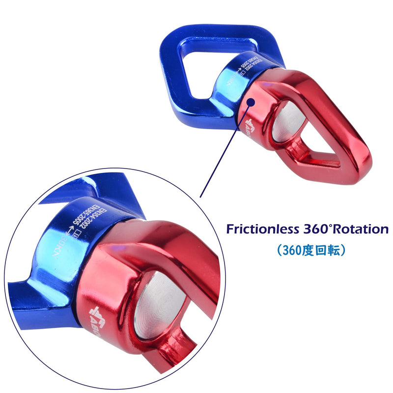 Azarxis 30KN Tree Swing Swivel Spinner, Safest Rotational Climbing Rope Devices Hanging Hook Accessory for Children’s Web Tree Swing Setting, Aerial Silks Dance Red + Blue - NewNest Australia