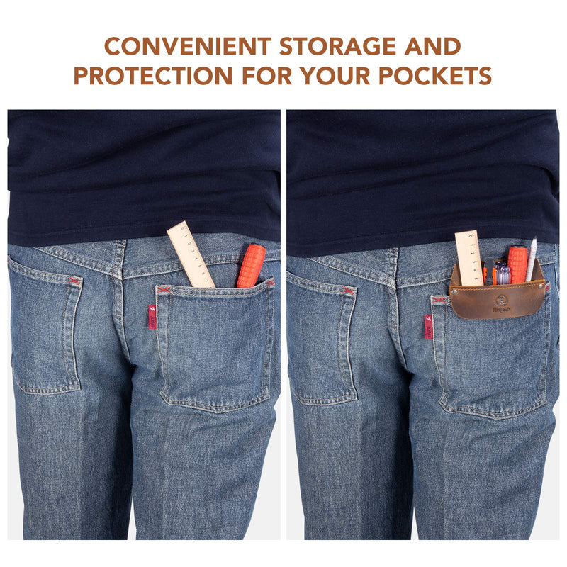 RingSun Genuine Leather Pocket Protector for Men, Durable Pocket Tool Pouch, Jeans Shirts Pocket Protector for Tools Pens, RS10 - NewNest Australia