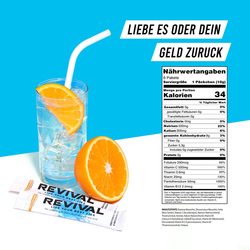 Revival Rapid Rehydration, Electrolyte Powder - High Strength Vitamin C, B1, B3, B5, B12 Supplement Sachet Drink, Effervescent Electrolyte Hydration Tablets - 12 Pack Mojito - NewNest Australia