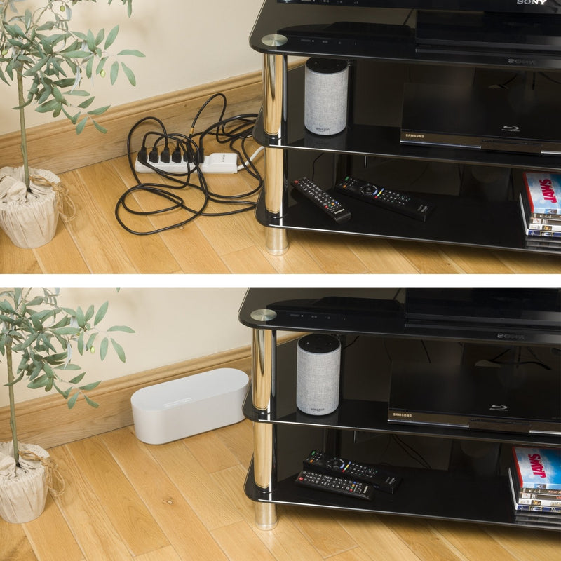 D-Line Cable Management Box, Cord Organizer Box to Hide & Conceal Power Strips, Desk Cable Management Solution, Made from Electrically Safe ABS Material - 12.75" (L) x 5" (W) 4.5" (H) - White Small - NewNest Australia