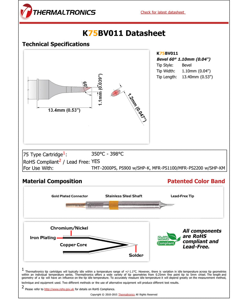 Thermaltronics K75BV011 Bevel 60deg 1.10mm (0.04in) - NewNest Australia