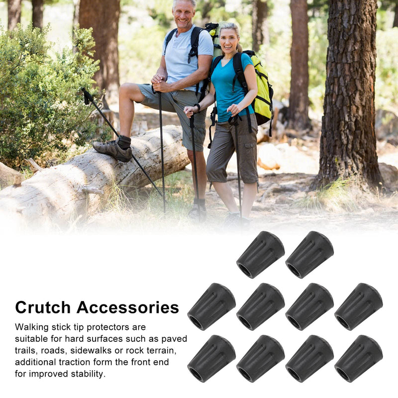 11mm Walking Stick Ferrules, 10pcs Walking Stick Foot Caps, Heavy Duty Hiking Pole Rubber Tips, Round Head Shock Absorbing Trekking Poles Caps Crutch Tips Walking Cane Tips Protectors - NewNest Australia