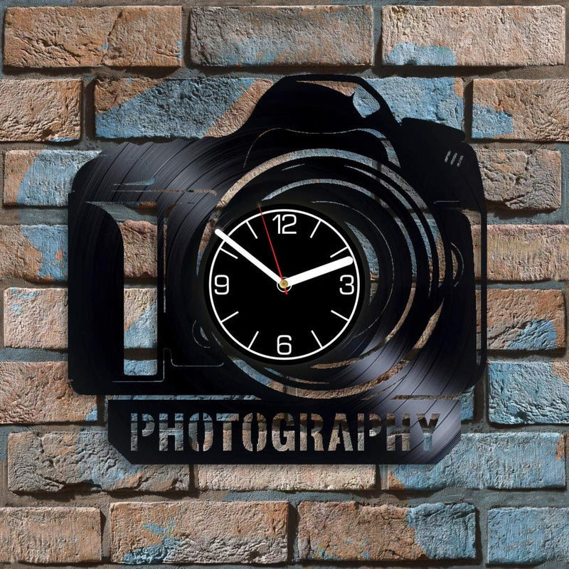 NewNest Australia - Kovides Photo Home Decoration Wall Clock Photographer Clock Photographer Wall Clock Modern Photographer Vinyl Clock Photo Gift Photographer Vinyl Record Photo Wall Art 12 inch Wall Clock Large 