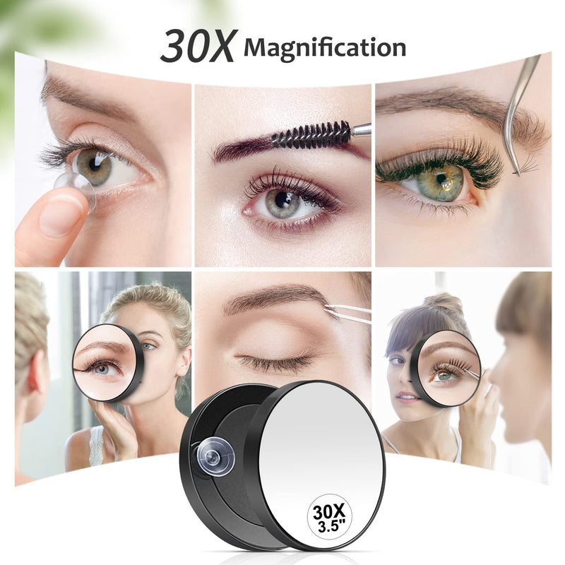 MIYADIVA 30X Magnifying Mirror, Small Magnifying Mirror with Suction Cup and Tweezers, As a Travel Mganifying Mirror, Compact Mirror Set for Plucking Eyebrows 3.5 Inches - NewNest Australia