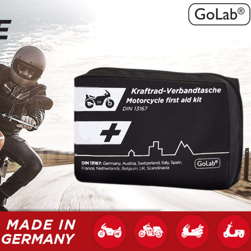 Golab Motorcycle First Aid Set, Small And Compact, First Aid Bag, According To Din 13167 With High-Visibility Jacket, Suitable For All European Countries (Austria, Switzerland, Italy, Germany Etc.) - NewNest Australia