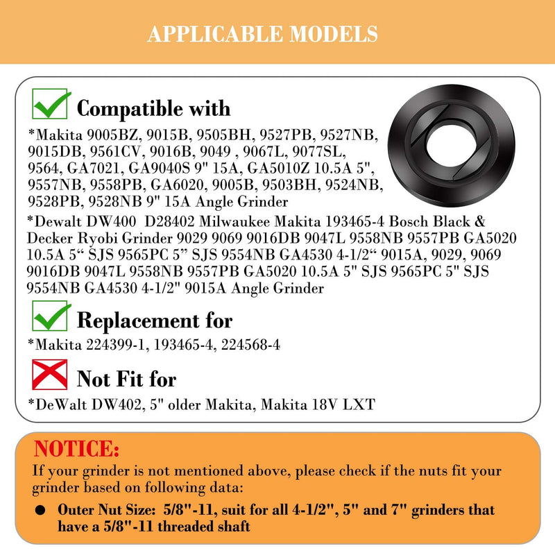 Grinder Wrench Grinder Shaft Nut 5/8-11 4 Pcs Compatible with Makita Milwaukee Dewalt Metabo Grinder Parts Bosch Ryobi Black Decker 4.5" 5" Protective Gloves Included - NewNest Australia