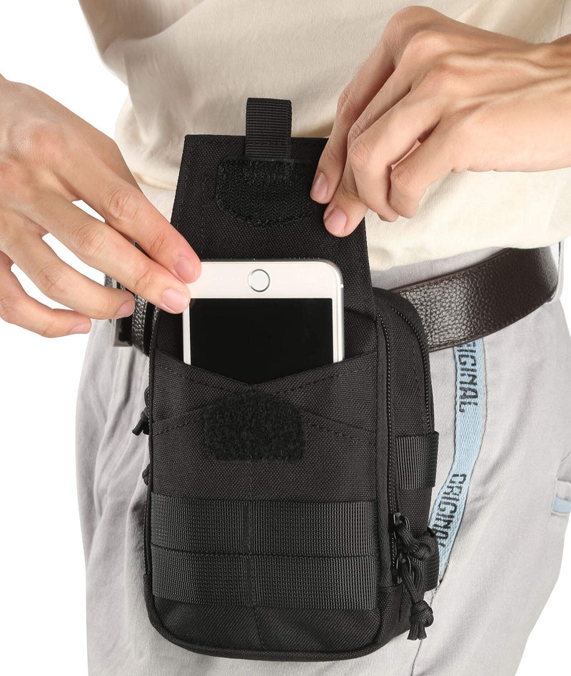 LefRight Tactical Phone Holster Pen Holder Molle EDC Belt Organizer Vest Attachment Pocket Tool Kit Gadget Waist Utility Pouch Dog Treat Bag with D-Ring Locking Hook Buckles Carabiner Key Clip - NewNest Australia