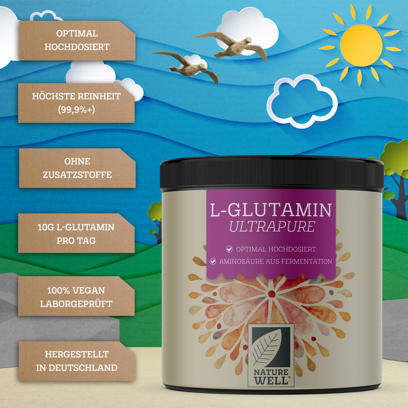 L-Glutamine Powder, 500 G, Vegan, Optimal High Dose And Tasteless, L-Glutamine Without Additives, Ultrapure With Over 99.9% Purity, L-Glutamine From Fermentation, Laboratory Tested, Supply For 50 Days - NewNest Australia