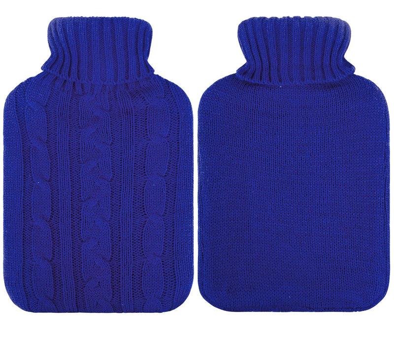 Attmu Rubber Hot Water Bottle with Cover Knitted, Transparent Hot Water Bag 2 Liter- Blue - NewNest Australia