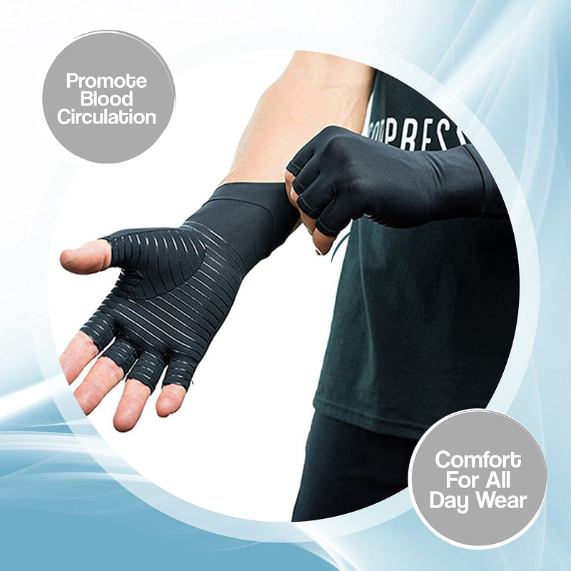 HOTCAKES Copper Compression Gloves Therapy - Copper Infused Arthritis Gloves For Women And Men Offers Hand Support For Carpal Tunnel, Raynauds and Provide Arthritis Pain Relief For Hand[1 Pair ] M Fingerless - NewNest Australia