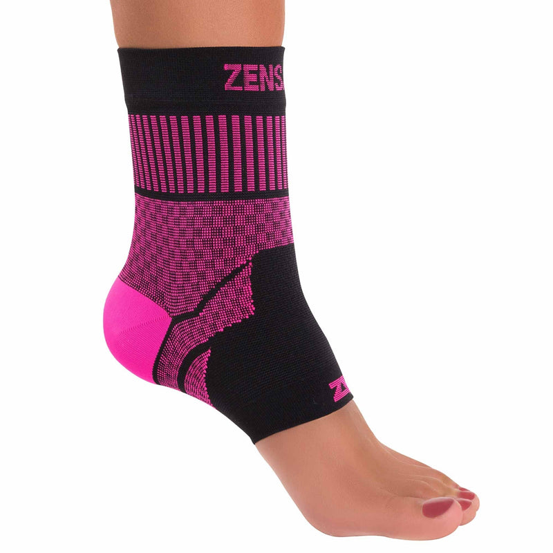 Zensah Ankle Support - Compression Ankle Brace - Great for Running, Soccer, Volleyball, Sports - Ankle Sleeve Helps Sprains, Tendonitis, Pain Medium Neon Pink - NewNest Australia