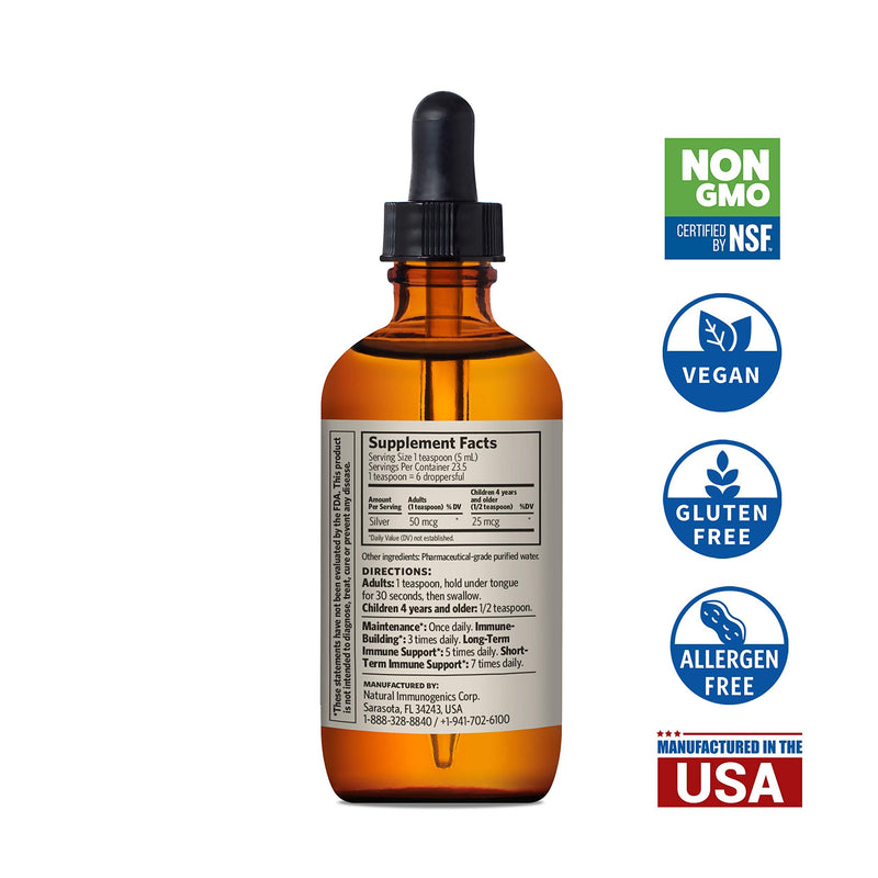 Sovereign Silver Bio-Active Silver Hydrosol for Immune Support - Colloidal Silver - 10 ppm, 4oz (118mL) - Dropper 4 Fl Oz (Pack of 1) Standard Packaging - NewNest Australia