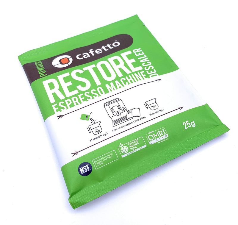 NewNest Australia - Cafetto Restore Espresso Machine Descaler, Coffee Machine Cleaning Powder for Use In Organic Systems (4 Single Use Packets) 4 Single Use Packets 
